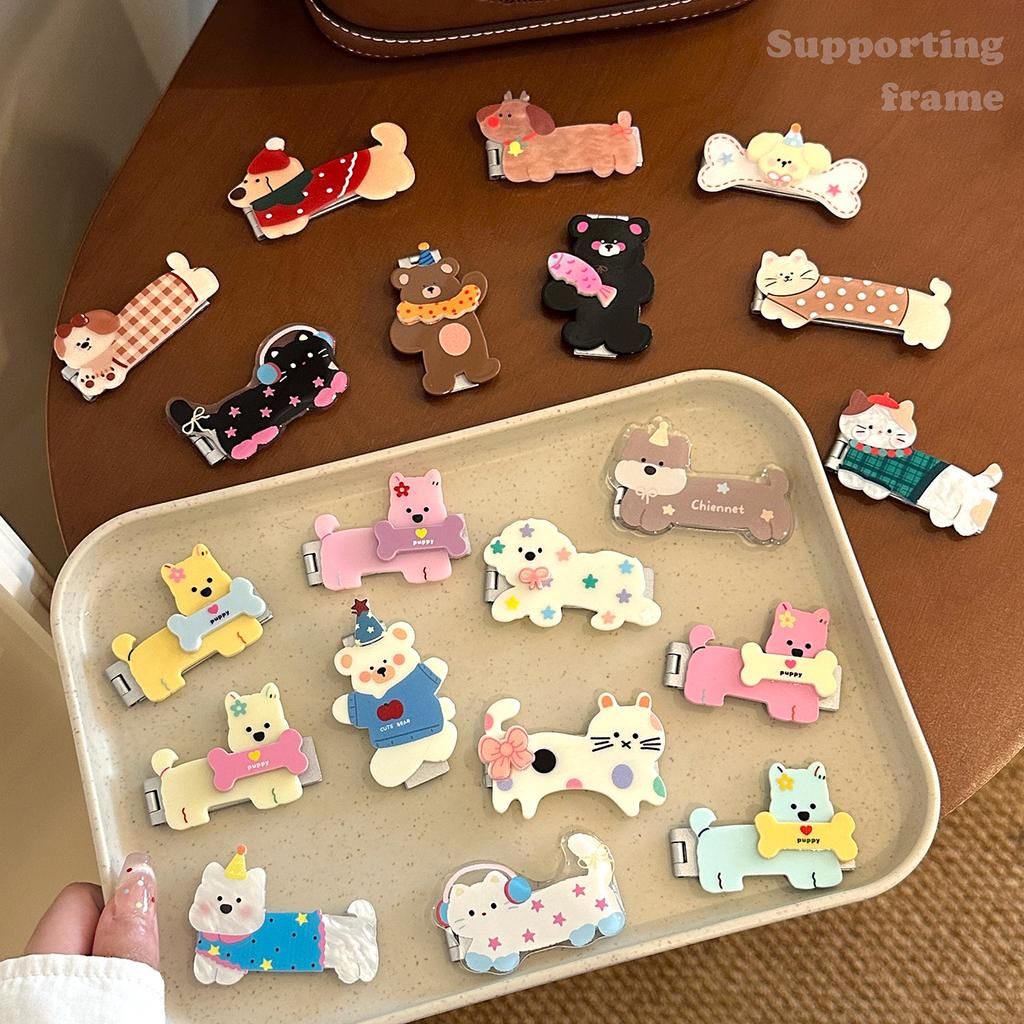 Cute cat puppy metal holder, mobile phone case, lazy holder, ultra-thin paste mobile phone holder, portable hard cartoon