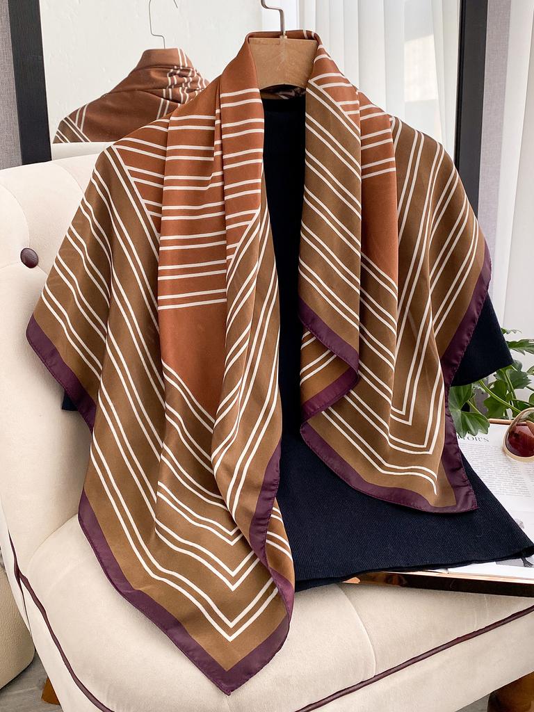 Luxury 90*90Cm Square Silk Scarf For Women Fashion Print Shawl Warps Elegant Neckerchief Bandanas Hijab Soft Stain Ladies Scarf