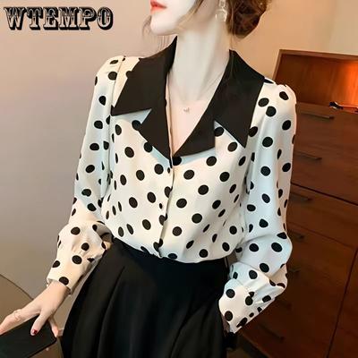 Women's Polka Dot Chiffon Shirt Fashionable and Stylish Women's Shirt Elegant Top