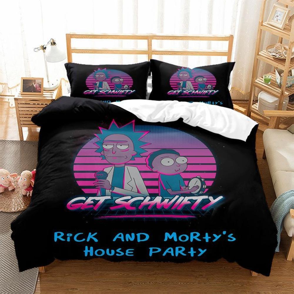 Animation R-Ick Duvet Cover Pillowcase Beddingboygirl Bedroom Decoration Childrengift Single Double Large Sizezip Duvet Cover