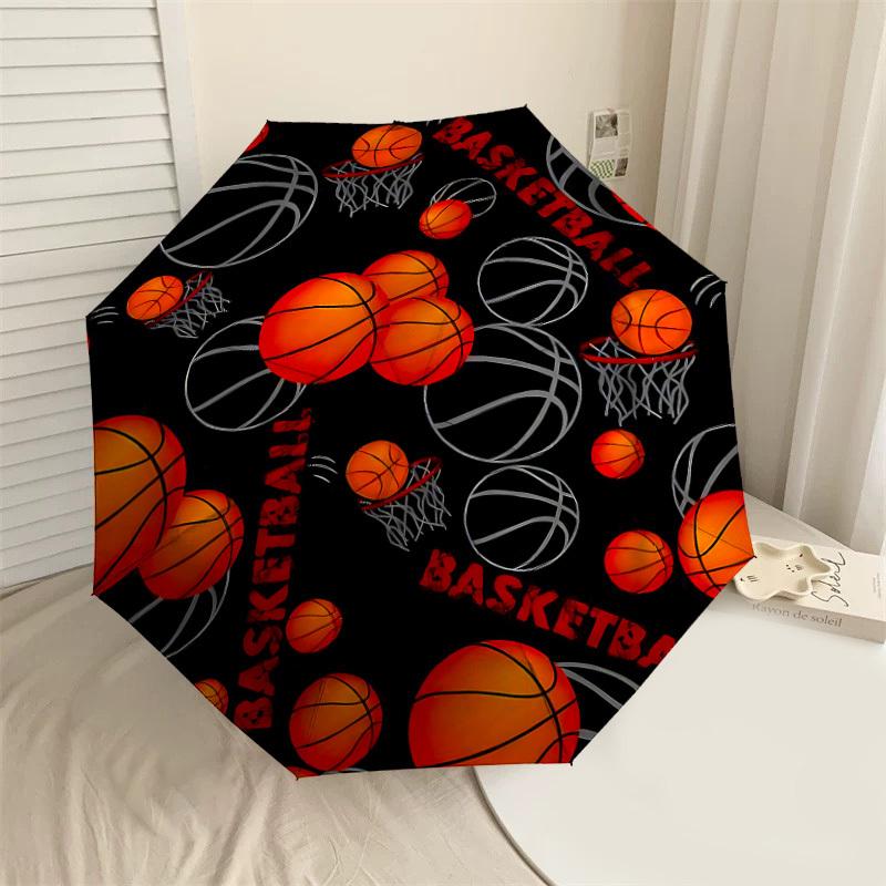 

1PC Basketball Automatic Open/Close Umbrella with Windproof, 8-Rib Sturdy Canopy, Durable Ribs, Fashionable Design1372A
