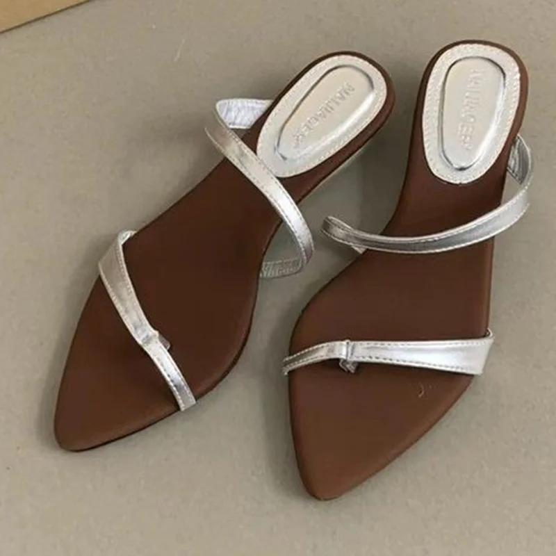 Fashion Women Slippers Designer Heeled Sandals Fashion Woman Shoes 2025 Summer New Slides Elegant Flip Flops Beach Sandalias De Mujer