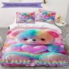 Custom Name Rainbow Heart Bear Love Bedding,Quilt Set Quilt Cover Pillowcase Home Birthday Gift(1 * duvet cover + 2 * pillowcase, without core)_lx