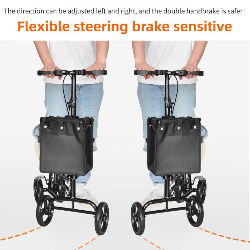 Elderly Four Wheel Knee Scooter Elderly Ankle Injuries Mobility Scooter Foldable Assistive Walking Cart