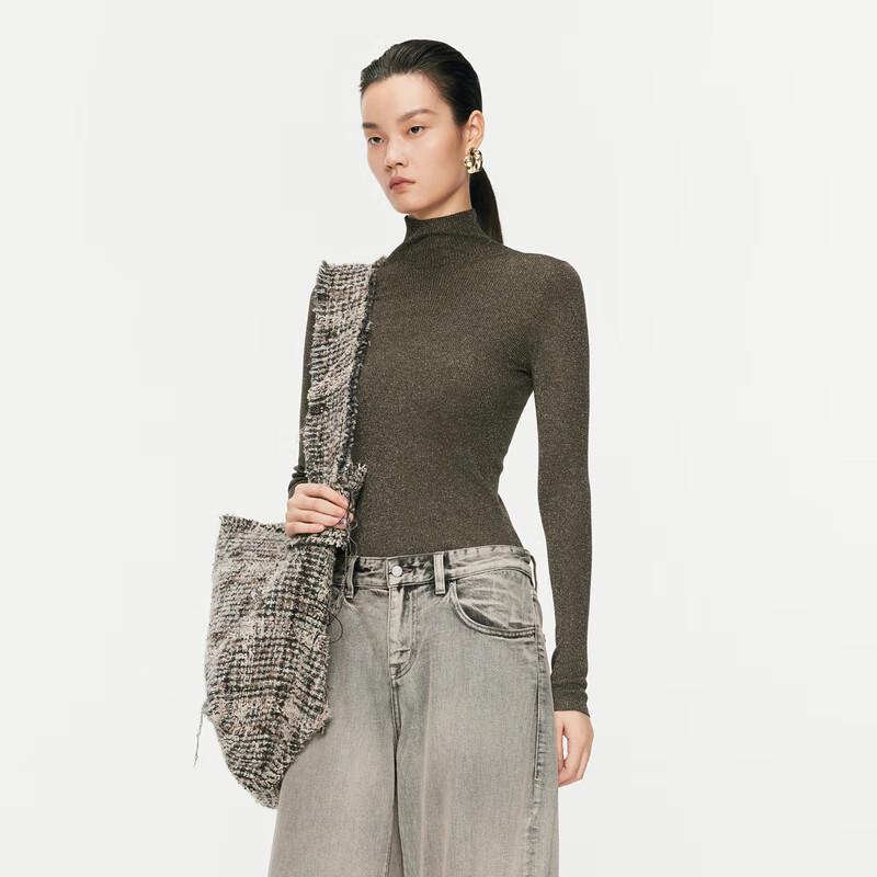 JNBY 2024 Fall Slim Fit High-Neck Pullover Knit Sweater