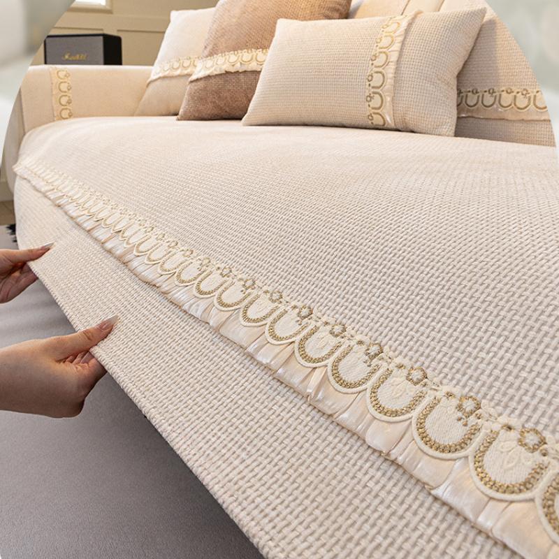 Chenille Sofa Cushions, Thickened and Non-Slip, Simple Modern Sofa Seat Pads, Armrest Pads, Backrest Cushions, Sofa Covers, Sofa Wraps, Fabric Covers