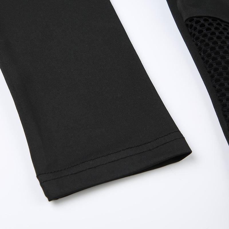 Y2K Women's Dark Punk Mesh Patchwork Slim Fit Long Sleeve Top