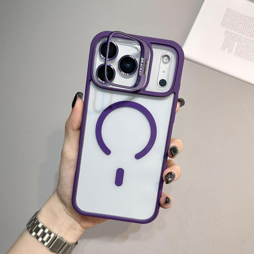 HD Transparent Magnetic Case For iPhone 17 Air 16 15 Plus14 13 12 11 17 Pro Max With Camera Glass Stand Wireless Charge Cover
