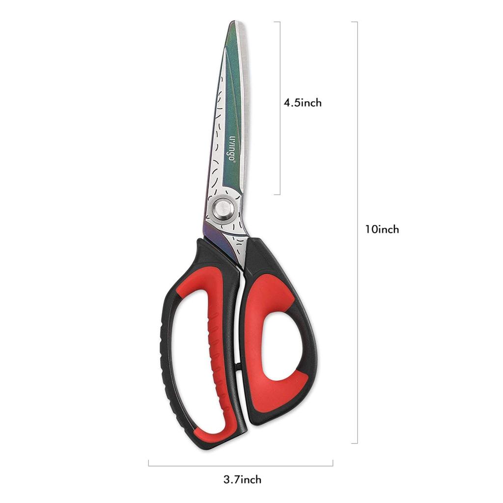 LIVINGO 253mm Strong Forged Stainless Powerful Pruning Cutting Tool for Home Factory Recyclable and Cardboard Multi-Purpose Scissors, Titanium-Coated,