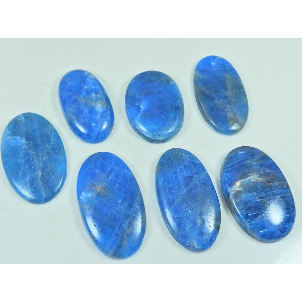 273Cts. Natural Blue Apatite Oval Shape Cabochon Loose Gemstone 07 Pcs Lot C-3034