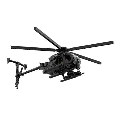 XMBRICDIYY MH-6 Little Bird Helicopter Model Kit, 595 Piece Military Airplane Building Block Assembly MOC Set, MOC-88275