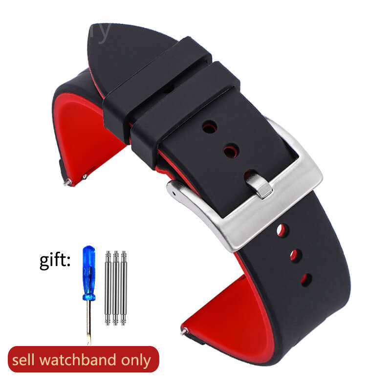 

Спортивный водонепроницаемый ремешок для часов из силиконовой резины, мужской и женский, для Rolex Seiko No. 5 Huawei GT20 22мм Быстросъемные 22mm