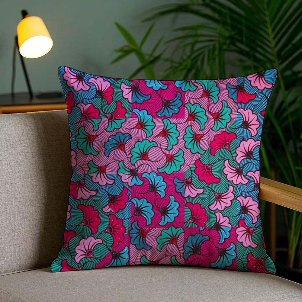African Style Print Cushion Cover Plush Fabric Soft Double-Sided Printed Sofa Pillow Case Colorfast Home Decor Gift