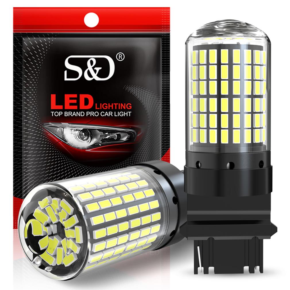 2pcs High Power Car LED Bulbs 1156 BA15S P21W BAU15S PY21W 1157 P21/5W T20 7440 W21W Canbus 144SMD Turn Signal Lamp Brake Reverse Tail Light 12V