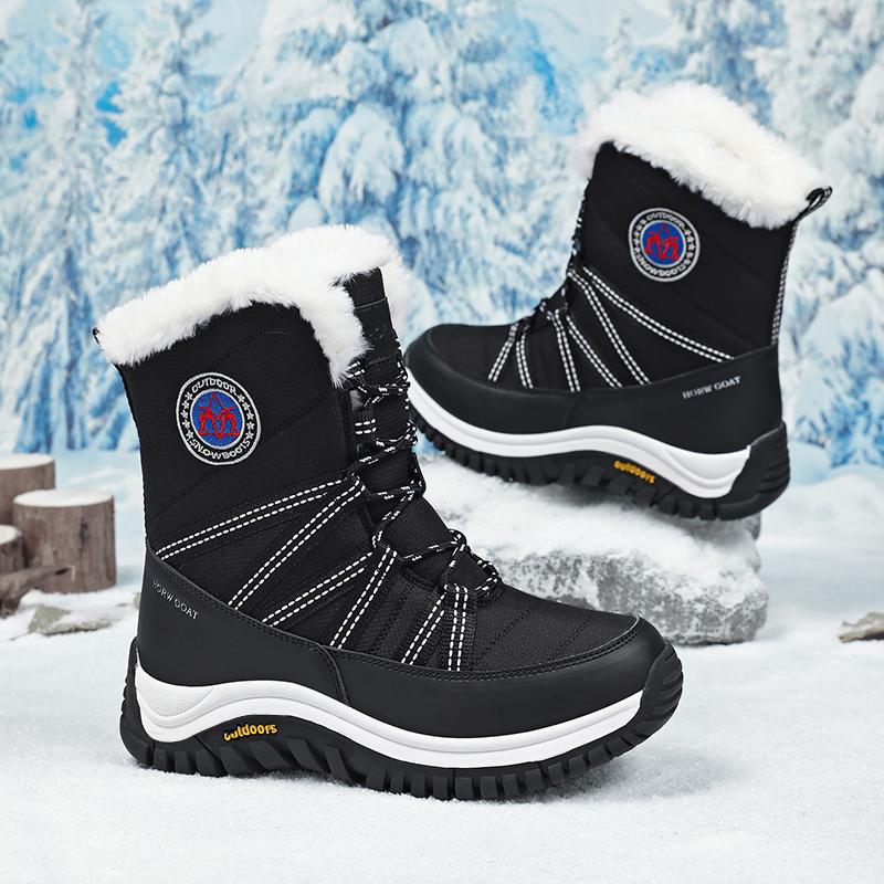 High Quality Winter Women Boots Warm Snow Boots Plush Lace-up Non Slip Comfortable Ankle Boots Outdoor Waterproof Hiking Boots