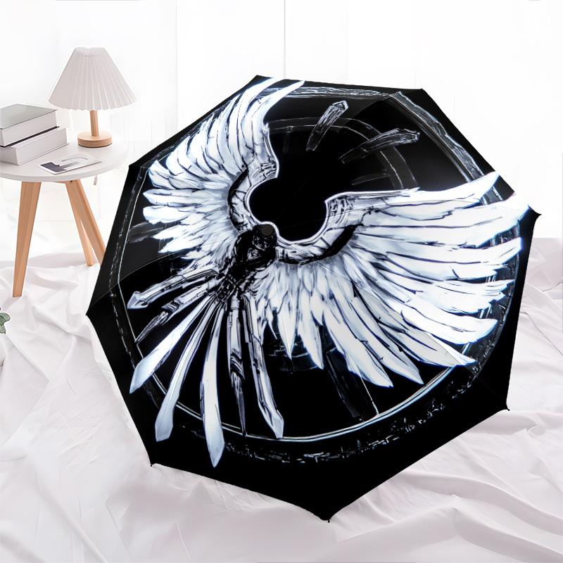 Shiny Wings  pattern, automatic folding umbrella, portable and foldable design, 8 ribs, a Christmas or birthday gift.