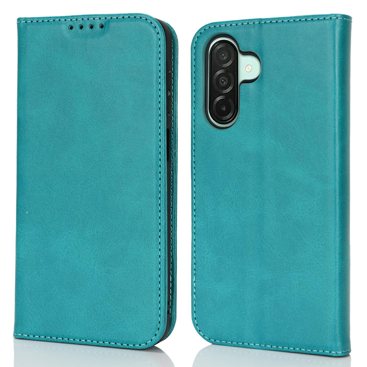 

For Samsung Galaxy A26 5G Case PU Leather Calf Textured Magnetic Closing Smart Phone Cover Sky Blue