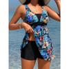 Women's Floral Print V-Neck Tankini With Shorts Two-Piece Swimsuit