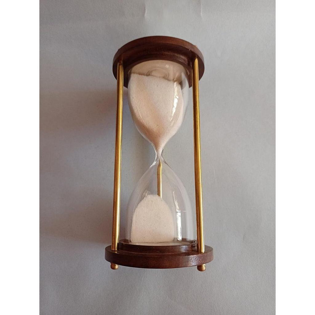 5 Minutes Brass and Wood Sand Timer Hourglass Sand Timer Brass Sand Timer Antique Sand Clock Hourglass 5 Minutes for Gift Home Decore