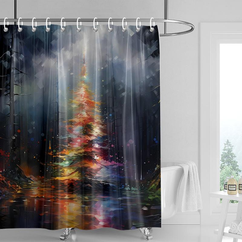 Dekoracja domu zasłony prysznicowe do łazienki wodoodporna tkanina zasłonowa Nowoczesny styl skandynawski Salon Wesołych Świąt zima