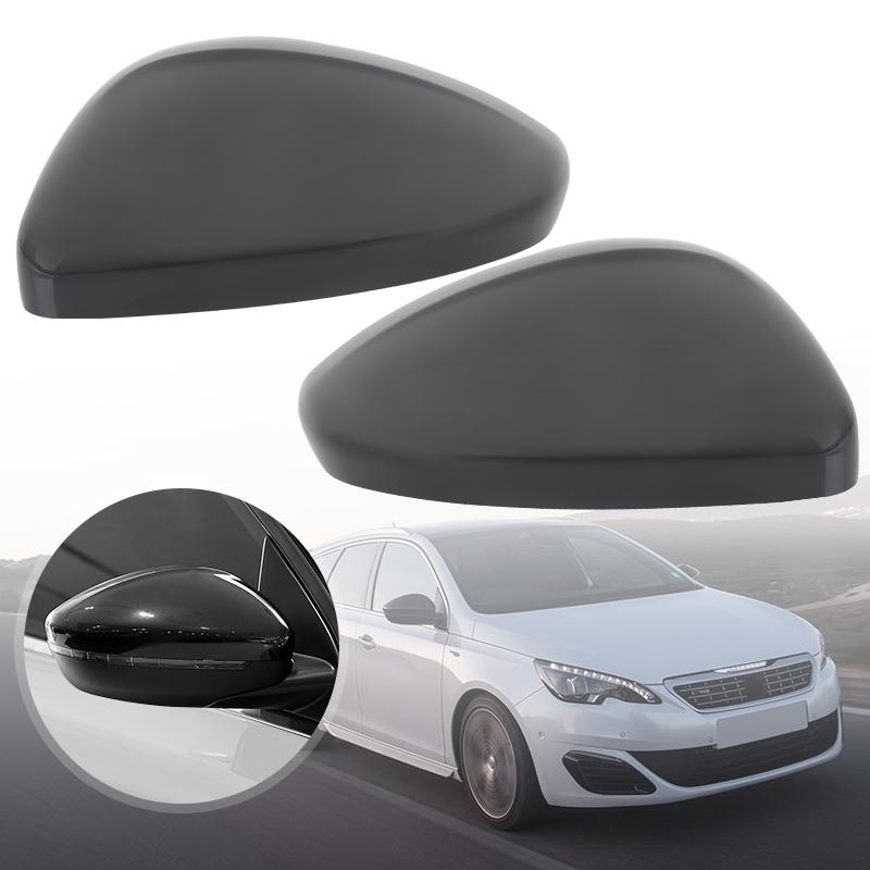 Primed Black/Glossy Black Side Rearview Mirror Cover Shell For Peugeot 308 MK2 2013 2014 2015 2016 2017 2018