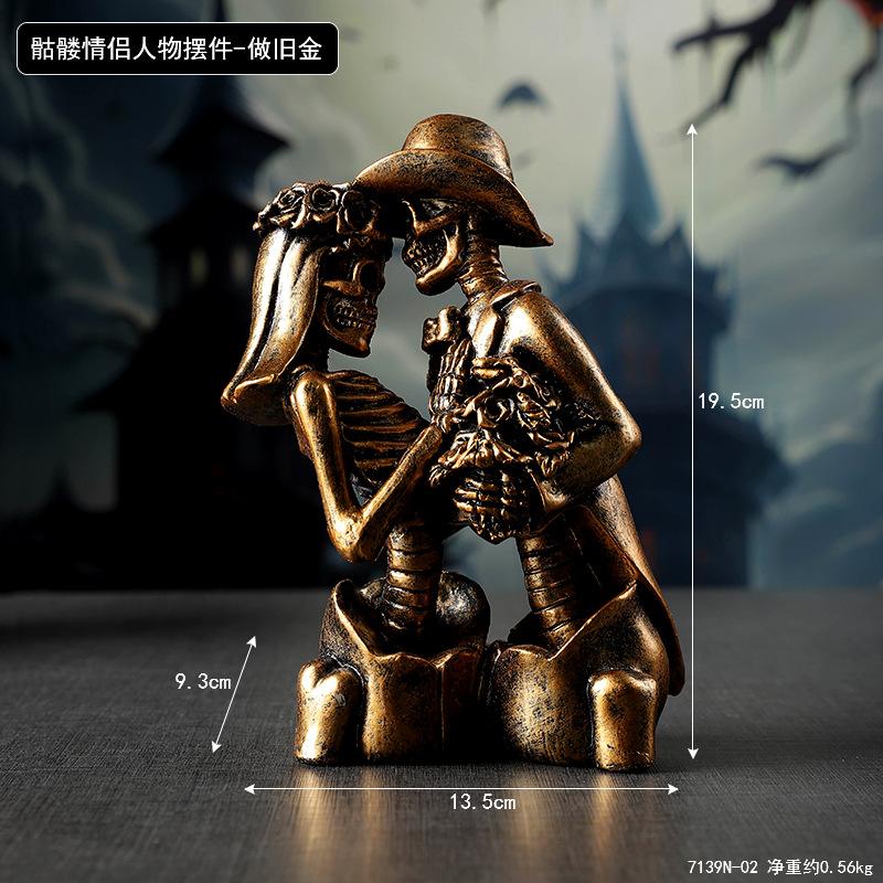 Украшение-фигурка Хэллоуинская пара черепов Готический Романтический Модель пары черепов Декор для атмосферы Дома с привидениями