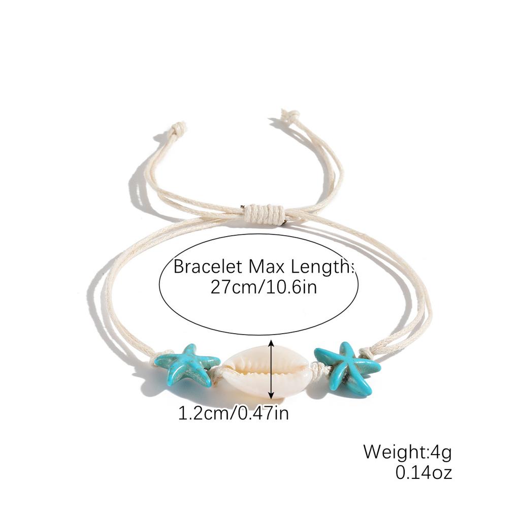 Bohemian Braided Knotted Bracelet Ocean Series Woven Natural Shell Starfish Bracelet