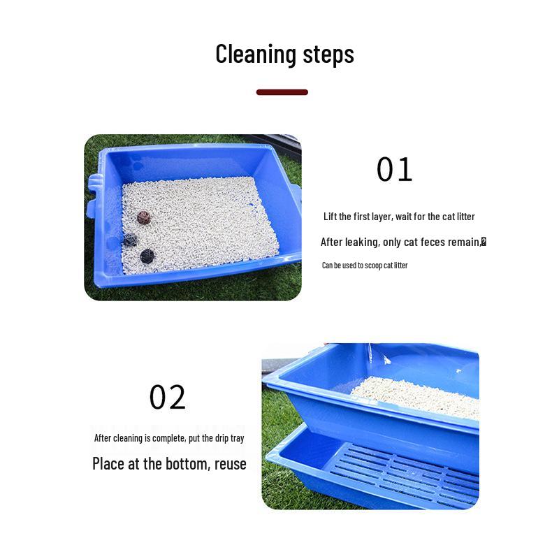 Extra Large Stackable Odor-Control Cat Litter Box - Open Design, No-Scoop Needed