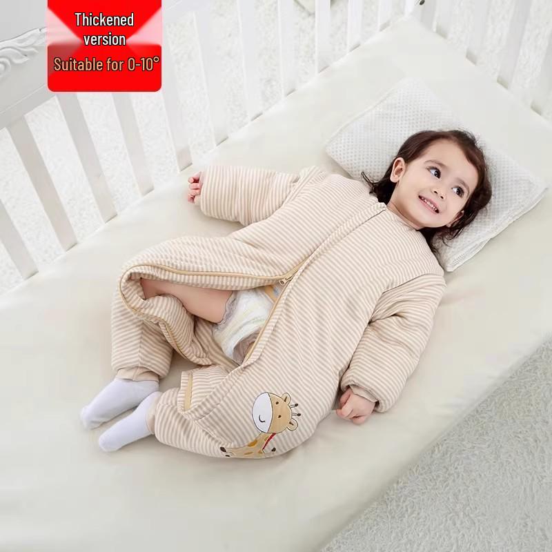 Jingqi Cotton-Padded Baby Sleeping Bag: Winter-Ready, Anti-Kick, Thick, Warm, and Cold-Proof for Infants.