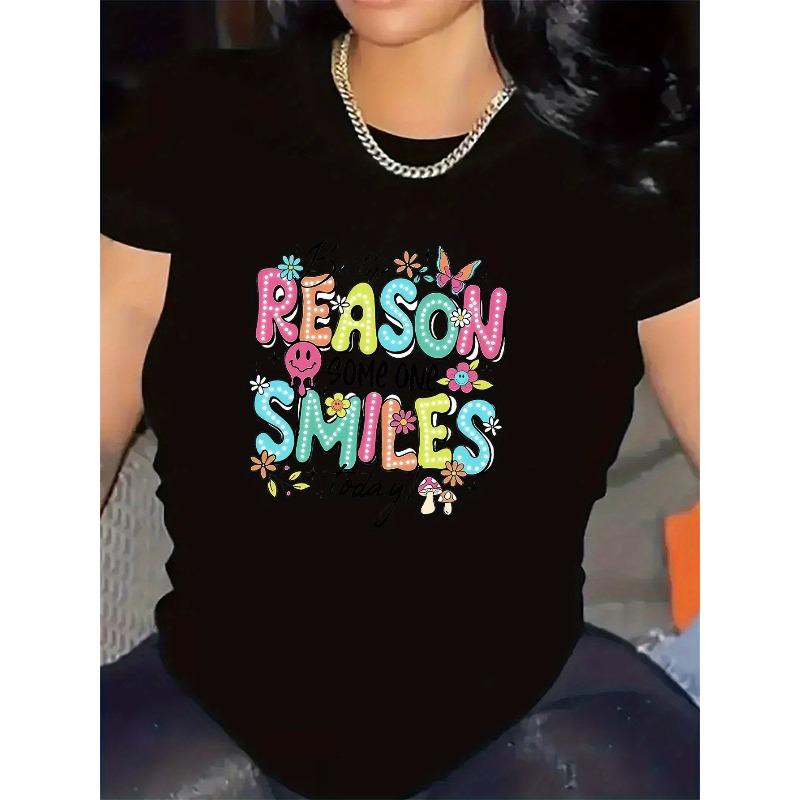 

T-Shirt With Colorful Reason You Smile Design | Ideal For Casual Dining Room Use, Durable And Lightweight Fabric, Comfortable Fit For Everyday Wear 4XL чорний
