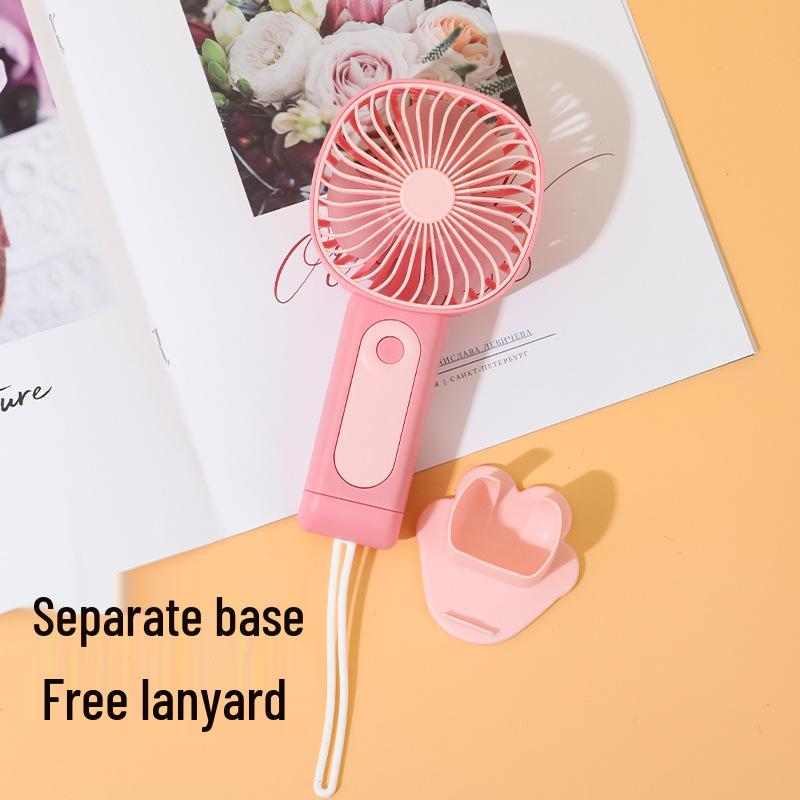 Mini Cartoon USB Rechargeable Handheld Fan - Three-Speed, Silent, Strong Wind Portable Desktop Fan