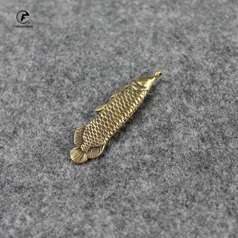 New Fashion Pure Copper Ancient Chinese Sword Fish Figurines Car Keychains Pendants Home Decorations Handmade Animal Fish Crafts