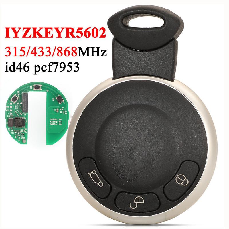 jingyuqin 3 Buttons IYZKEYR5602 Remote Key 315/433/868MHz PCF7953 Chip For BMW MINI R56/LCI CLUBMAN R55/LCI COUPÉ R58/R59/R60 315 433 315LPMhz PCB