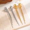 Luxury Temperament Stainless Steel Petal Leaves Tassel Zircon Dangle Earrings for Women Exaggerated Banquet Dress Jewelry Gifts