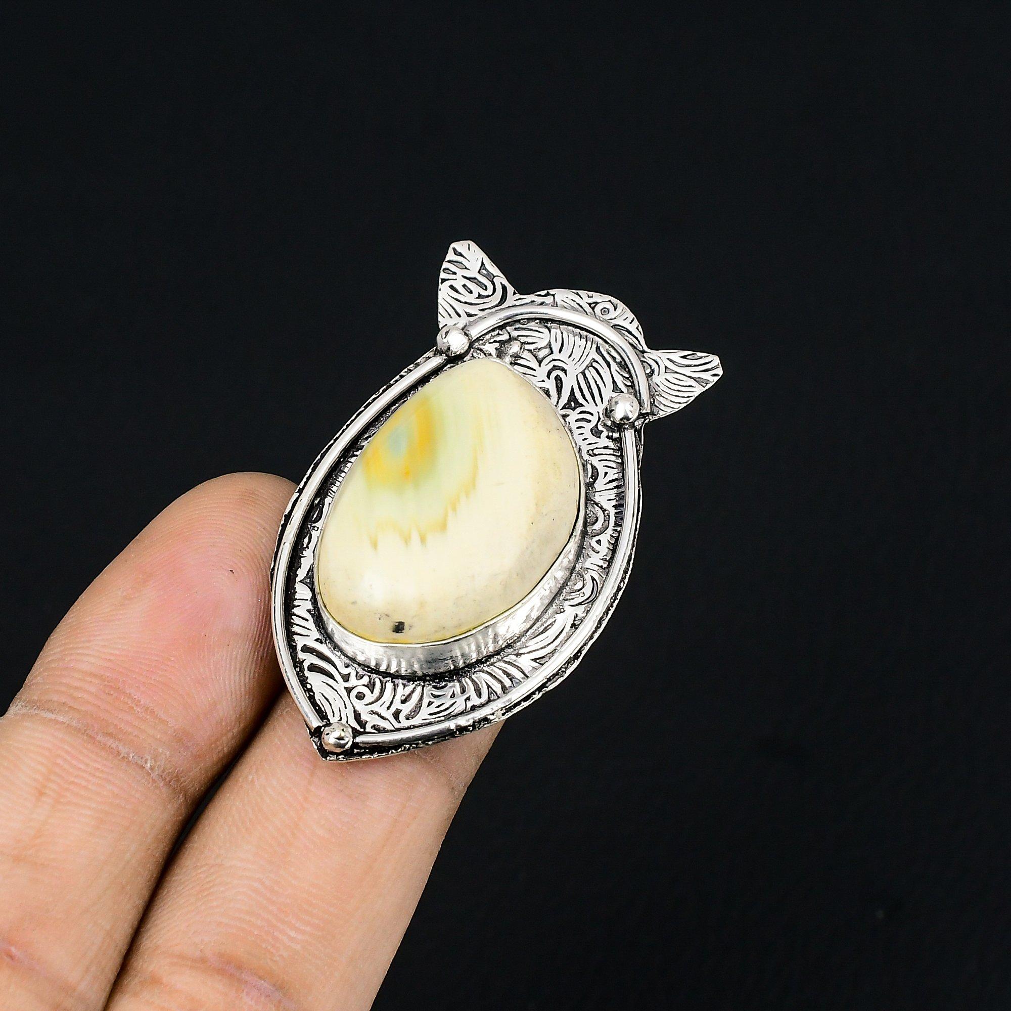 Natural Imperial Jasper Gemstone Promise Ring Size 6.5 925 Sterling Silver 6.5