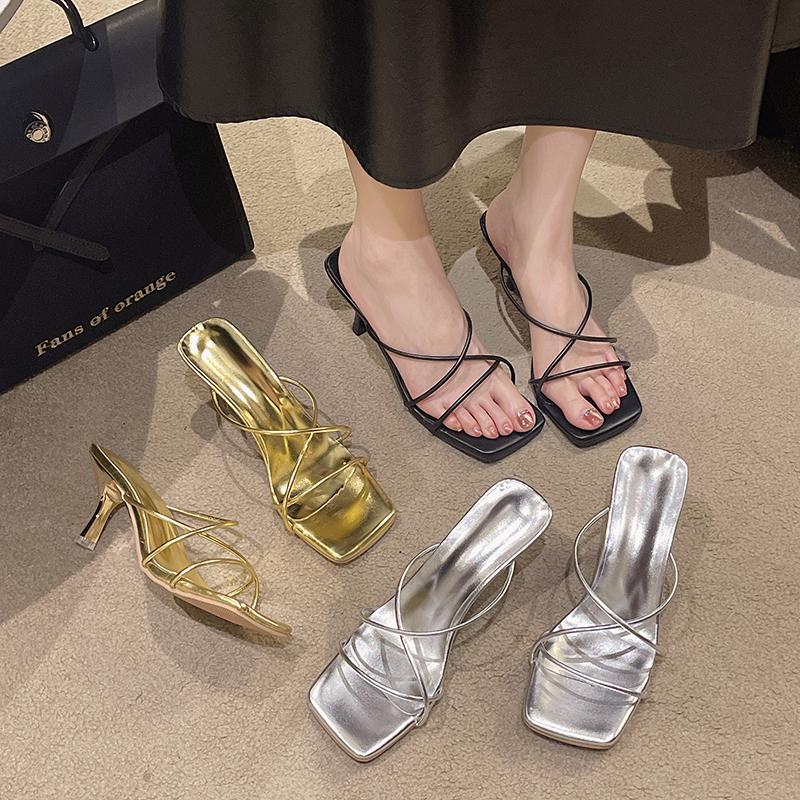 Neuer Stil Damen Sexy Hoher Absatz Damen Pantoffel Elegante Modeschuhe Kleiderpumps Sandalen Designer Party Damen Flip-Flops