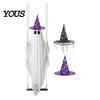 Remote Control Ghost Decor Halloween Swing with 2 Hats, Ornament LED Tree Hanging String Light, Glowing for Porch Garden Witch Hat