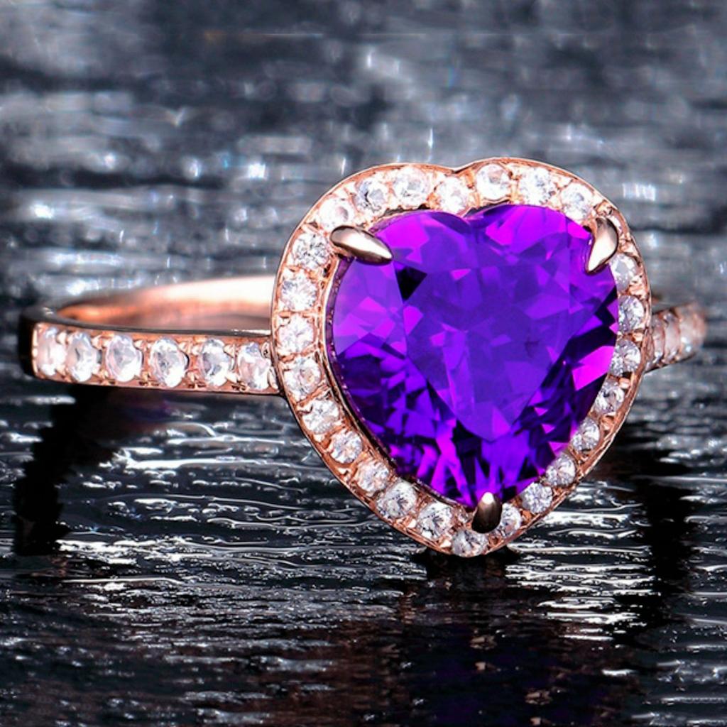 Fashion Versatile Amethyst Tail Ring Engagement Ring Ring Diamond Ring