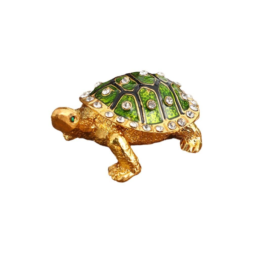 

Декоративная шкатулка для украшений в виде черепахи Элегантное металлическое украшение в виде черепахи Винтажный футляр для хранения Домашний декор зелёный
