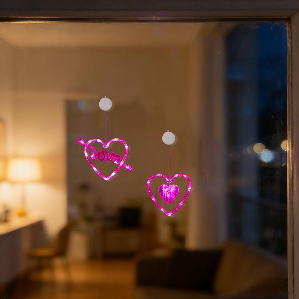 Valentinstag Fensterlicht - Batteriebetriebenes herzförmiges Licht mit Saugnapf, geeignet für Heiratsanträge, Hochzeiten und Jahrestage