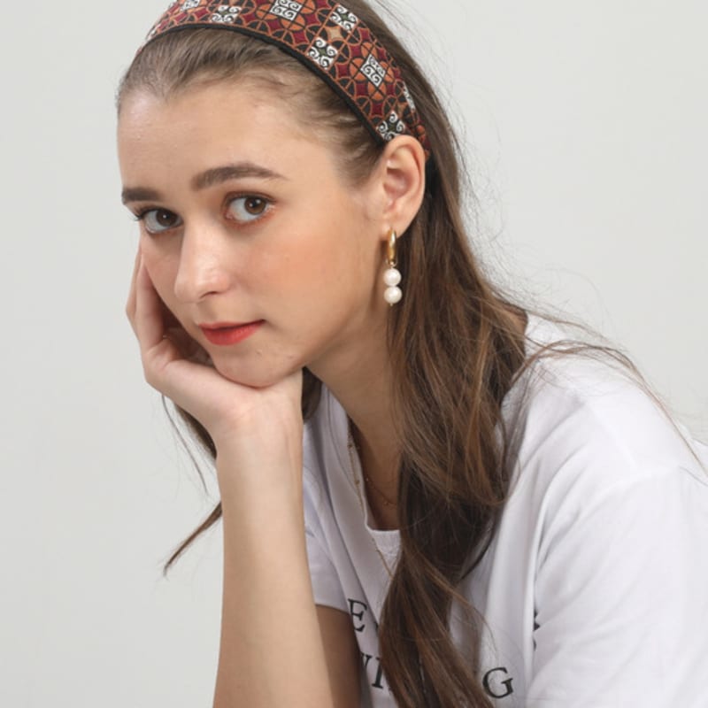 LALA Ethnic Lattice Hairband P-BROWN