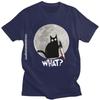 What Cat Full Moon Tshirt Unisex T Shirt Trendy Funny Halloween Black Murderous Cat With Knife TShirts Cotton Tee Free Shipping