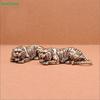 Mini Brass Tiger Figurine, Vintage Solid Brass Crouching Tiger Ornament for Desk Decor & Handheld Play