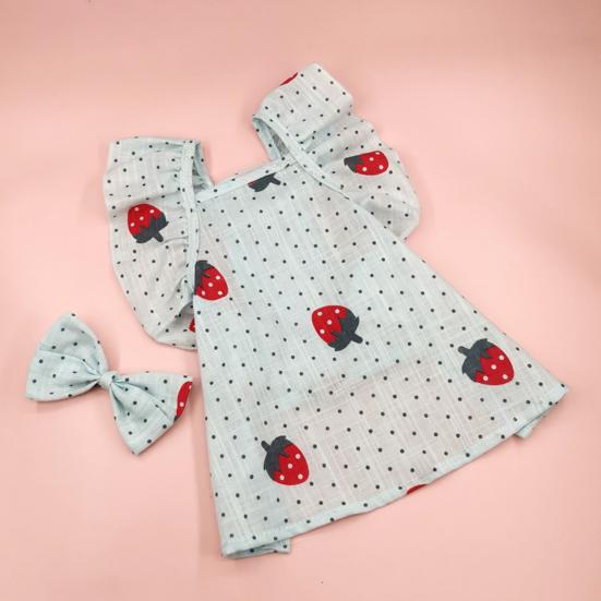 Pet Dog Dress Extra Soft Breathable Exquisite Pattern Sleeveless Washable Dress-up Cotton Floral Print Dog Dress with Bow-knot Headwear Pet Supplies