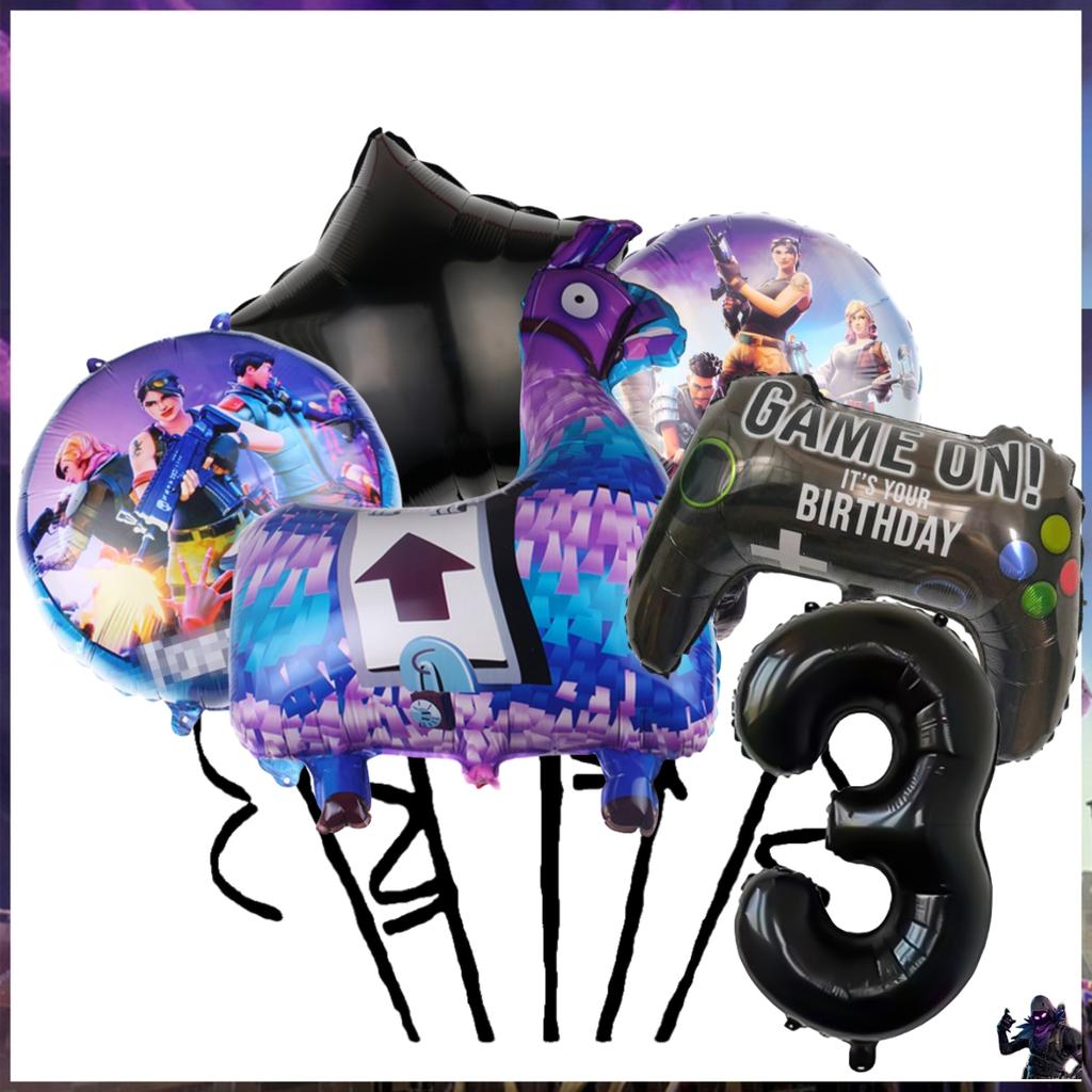 Shooting Game Fortnition Birthday Party Decoration Plate Cup Cartoon Alpaca Llama Foil Globos Baby Shower Kids Party Supplies