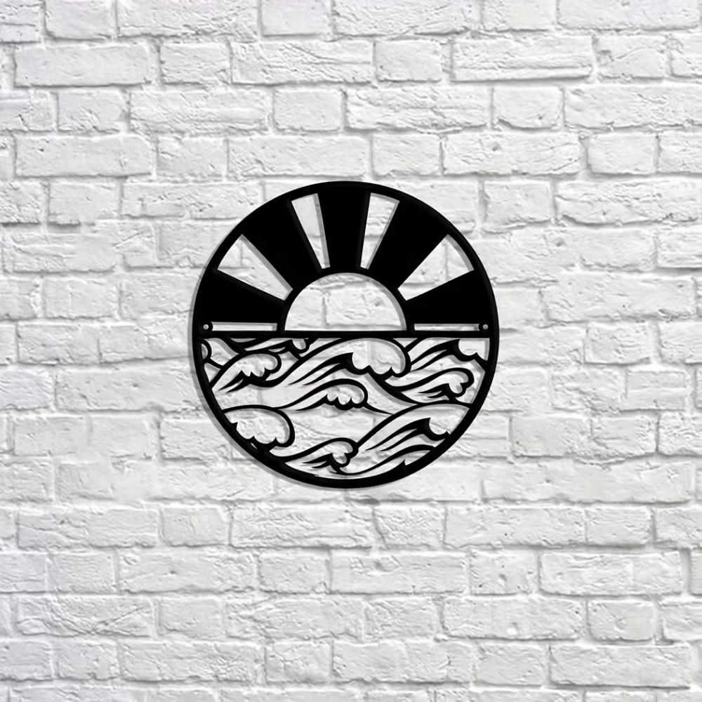 Sunrise Metal Sign Sun & Waves Wall Art Stylish Beach Room Decor Elegant Wall Art & Decoration Perfect for Coastal Themes