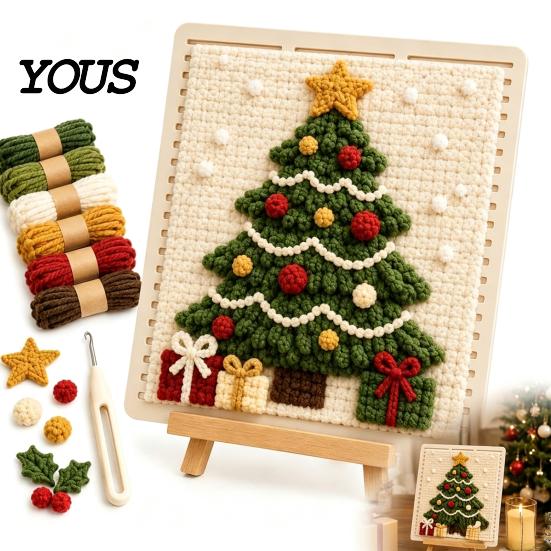 Handmade Yarn Art Craft DIY Fabric Weaving Painting Kit, Halloween Christmas Crochet Kit Decor Projects for Decoration, Beginner Project Set Supplies