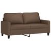 2 Piece Sofa Set with Cushions Brown Fabric