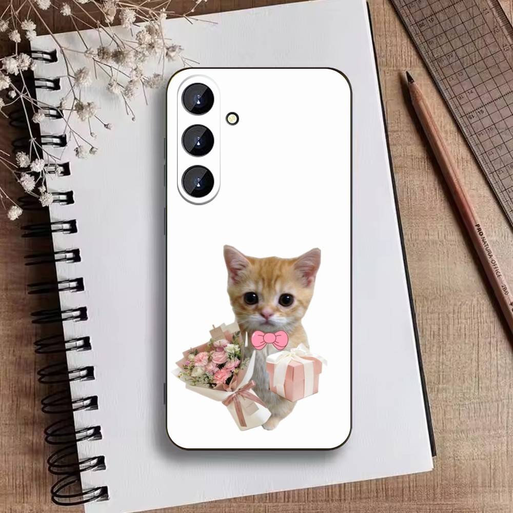 Goofy Silly Cats Big eyes Phone Case For Samsung Galaxy A73,A72,A71,A70,A52,A51 Others Soft Black Cover
