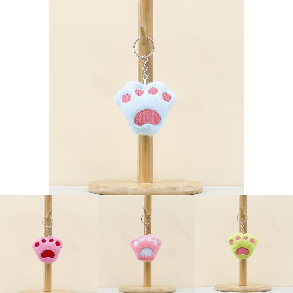 Adorable Plush Cat Paw Keychain Cute Stuffed Animal Accessory For Bags And Keys